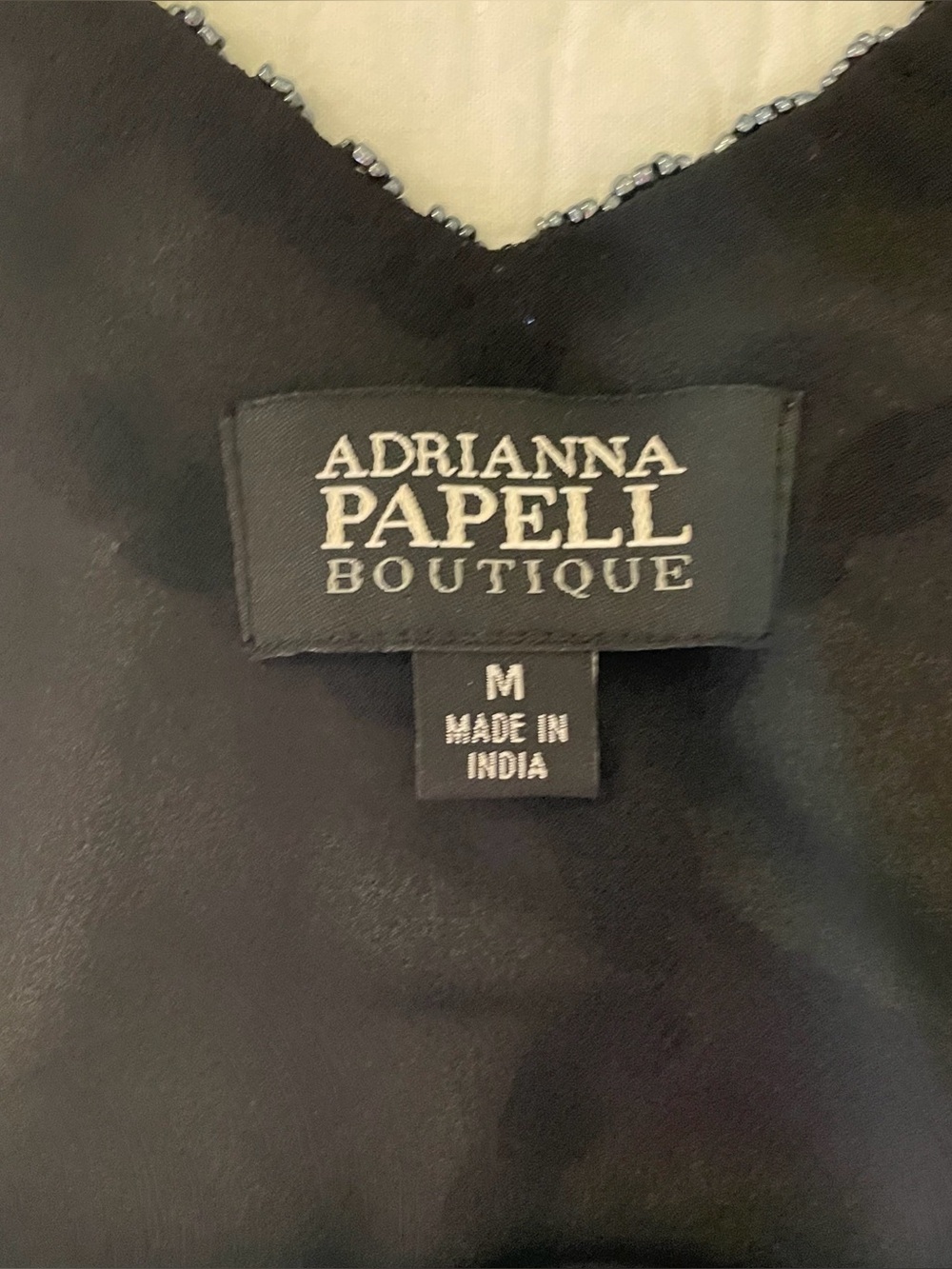 Adrianna Papell Vintage Black Beaded V-Neck Top - Picture 7 of 10